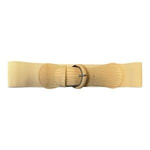 Wide Stretch Waist Belt Neutral Beige Elastic Cinch Belt